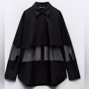 Zara Black Sheer Sleeve Shirt